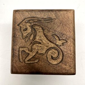 Vintage Hand carved Capricorn Trinket Box